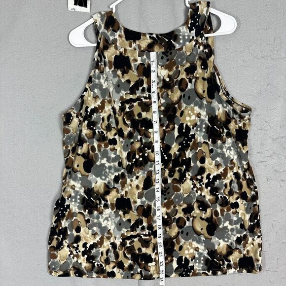 CJ Banks Tank Top Womens Blouse Black Multi Color Sheer Size 1X - Picture 9 of 15
